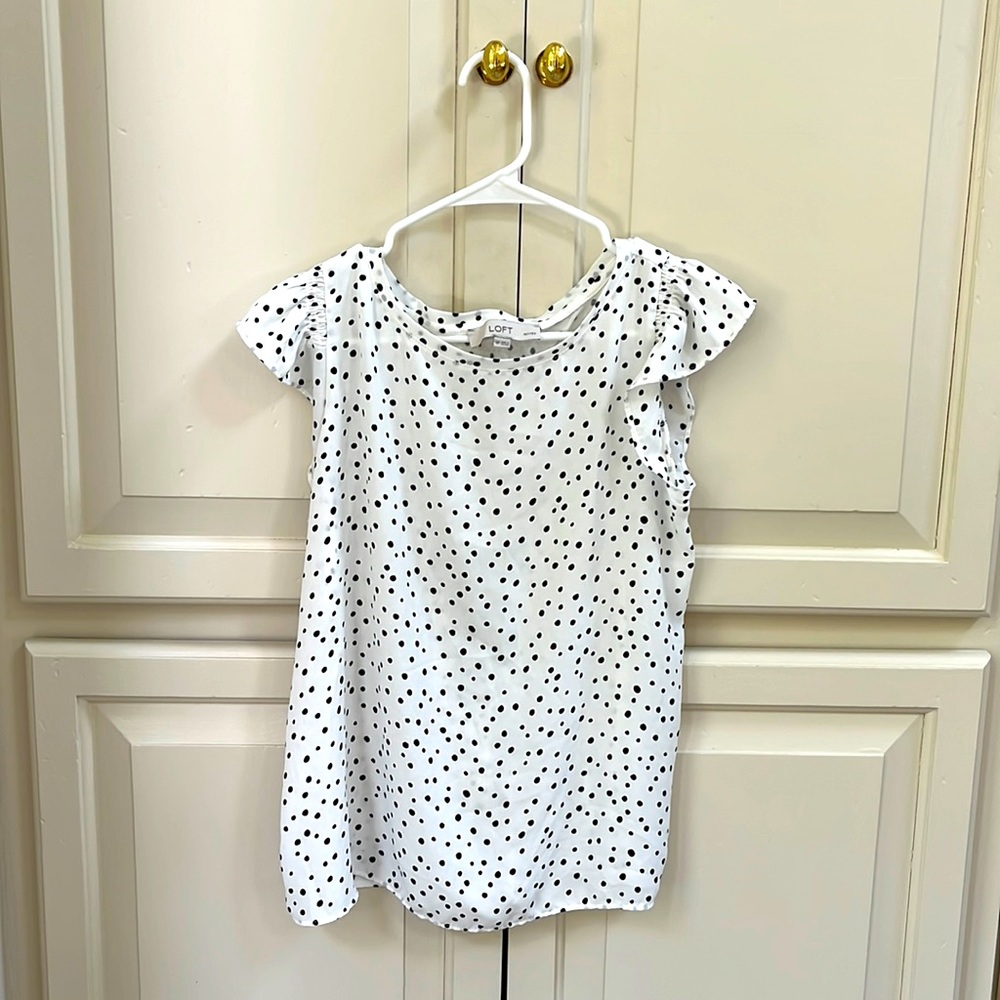 Loft White and Black Polkadot Top